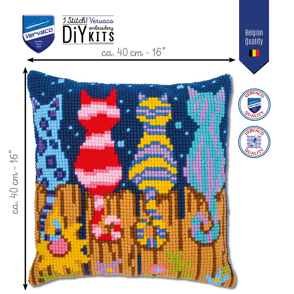Cushion Embroidery Kit - Cats On Fence PN-0223935