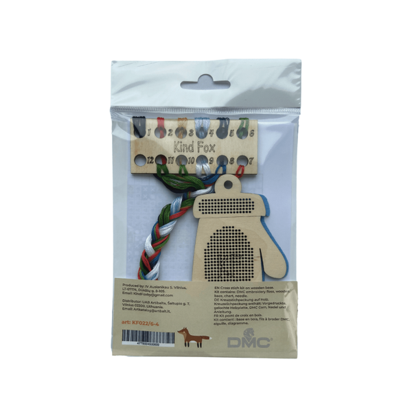 Borduurpakket Kerstboomhanger - Christmas mitten, Bullfinch (Kind Fox by Wizardi)