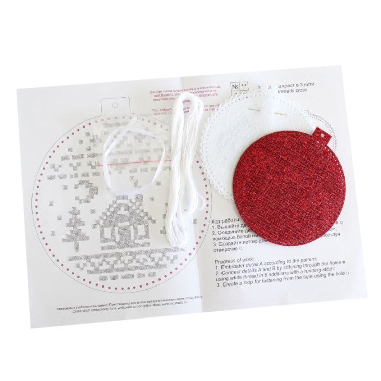 Embroidery Kit Christmas Tree Ornament - House In The Forest ST-1021