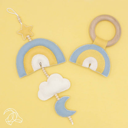 Kit de feutre DIY - Décoration murale arc-en-ciel - Bleu