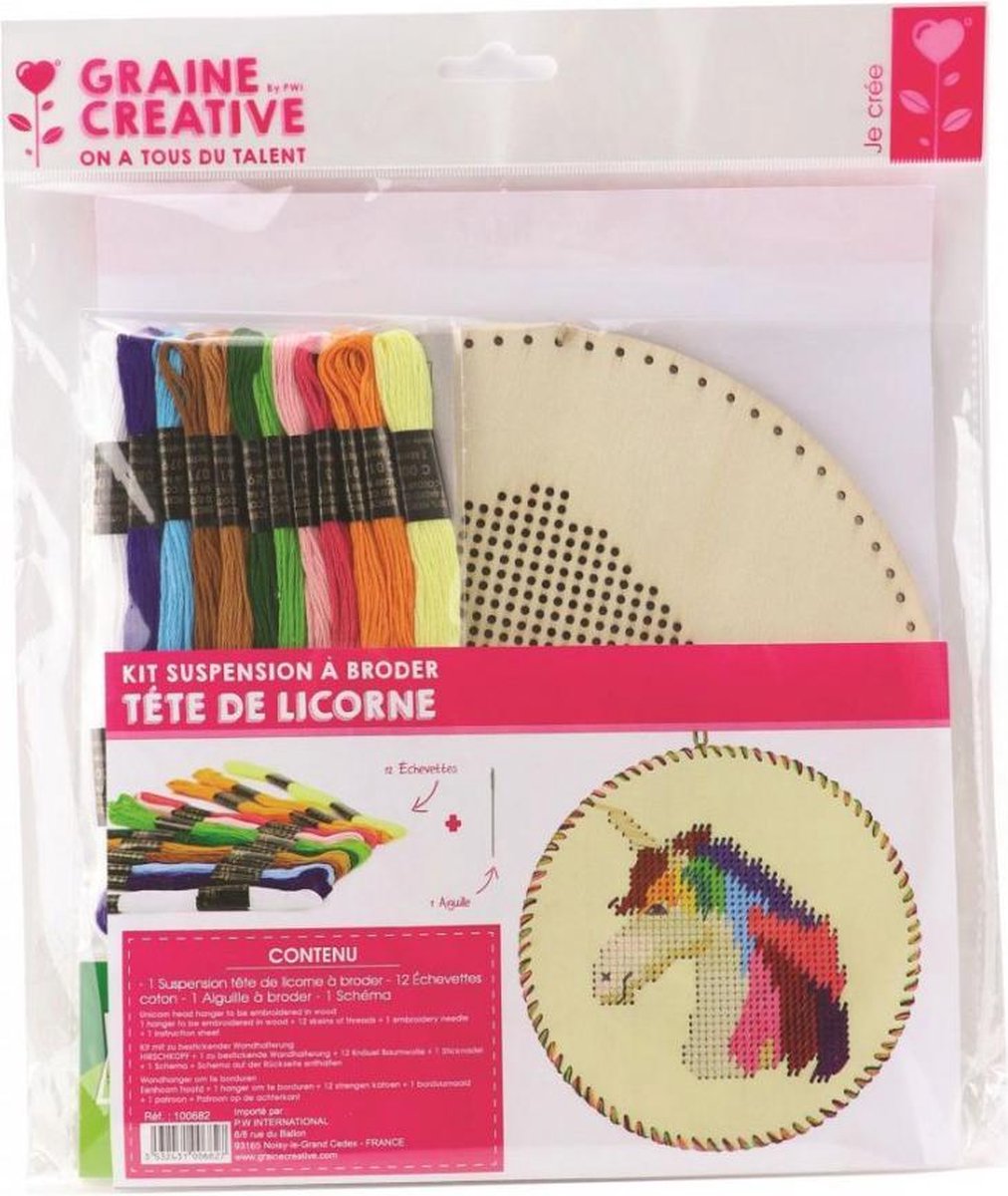 Embroidery Kit for Kids - Unicorn in Wooden Frame
