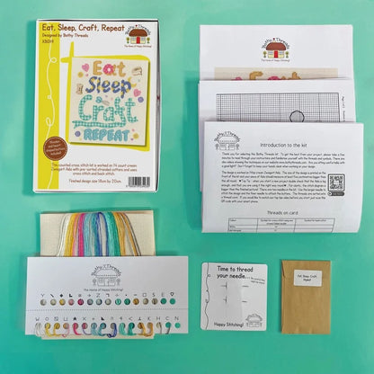 Kit de point de croix - Manger, dormir, bricoler, recommencer XBD19