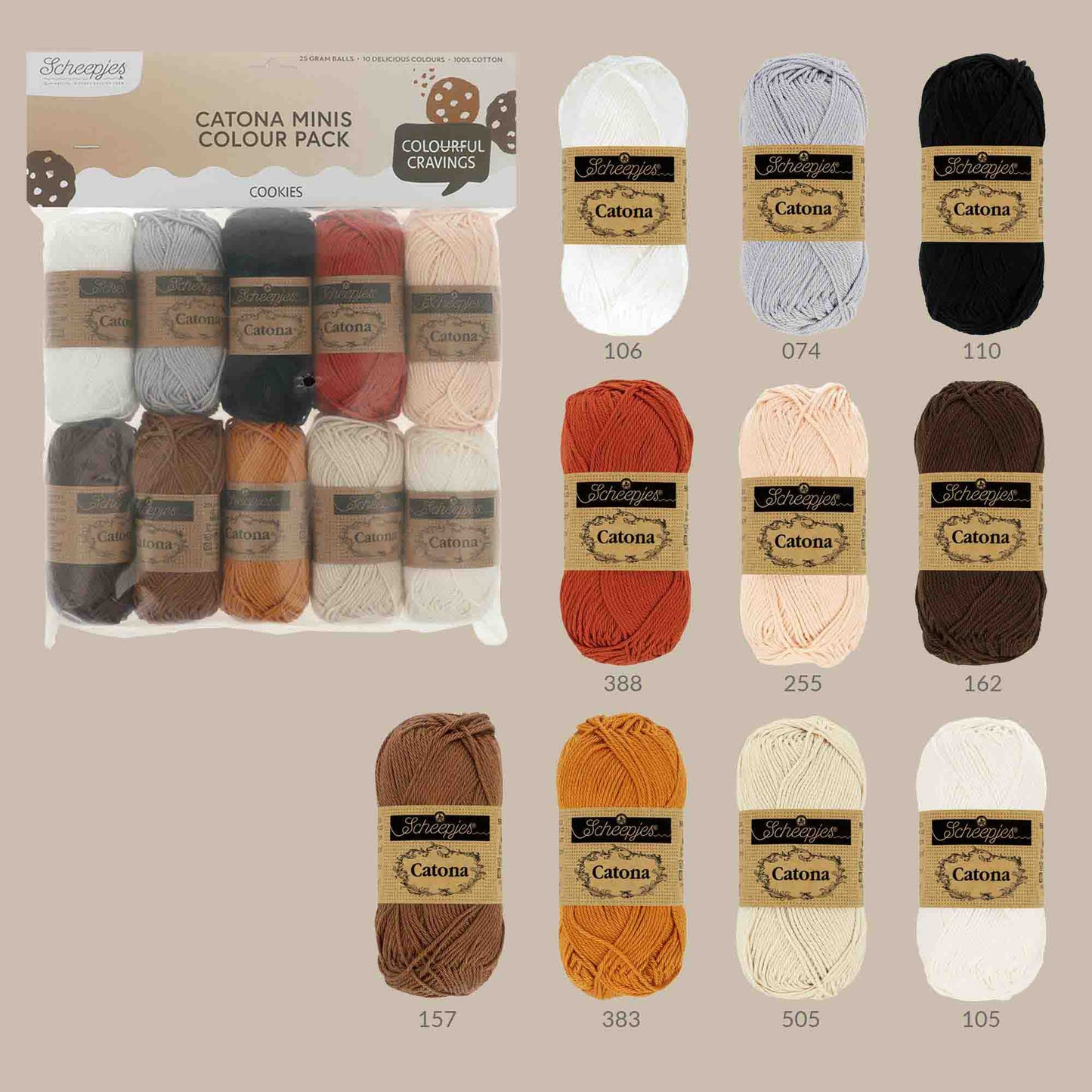 Scheepjes Catona Colour Pack 10x25g - Cookies 24951