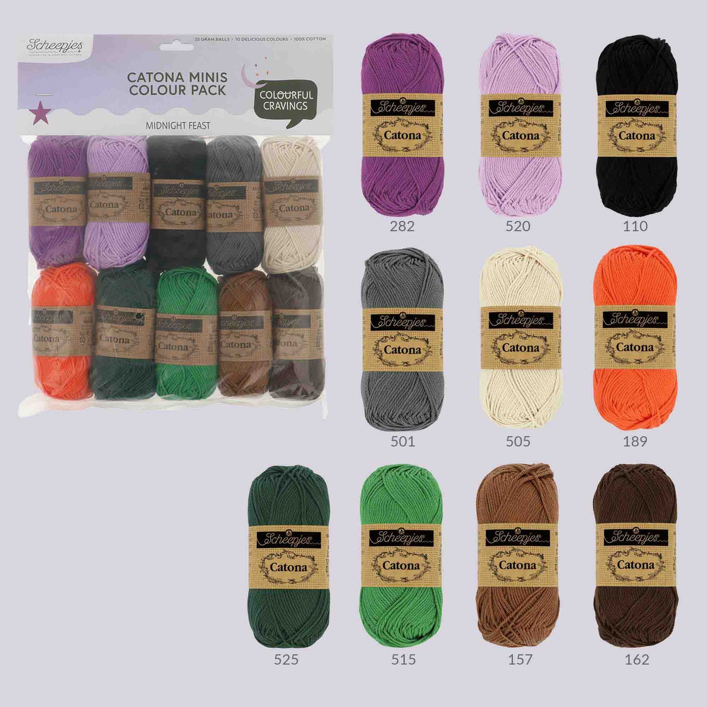 Scheepjes Catona Colour Pack 10x25g - Midnight Feast 24957