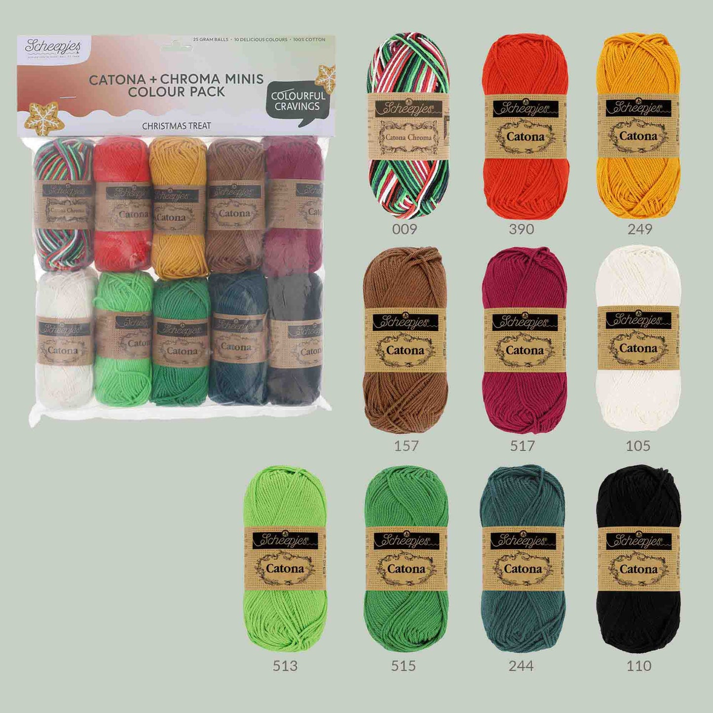 Scheepjes Catona & Chroma Colour Pack 10x25g - Christmas Treat 24960
