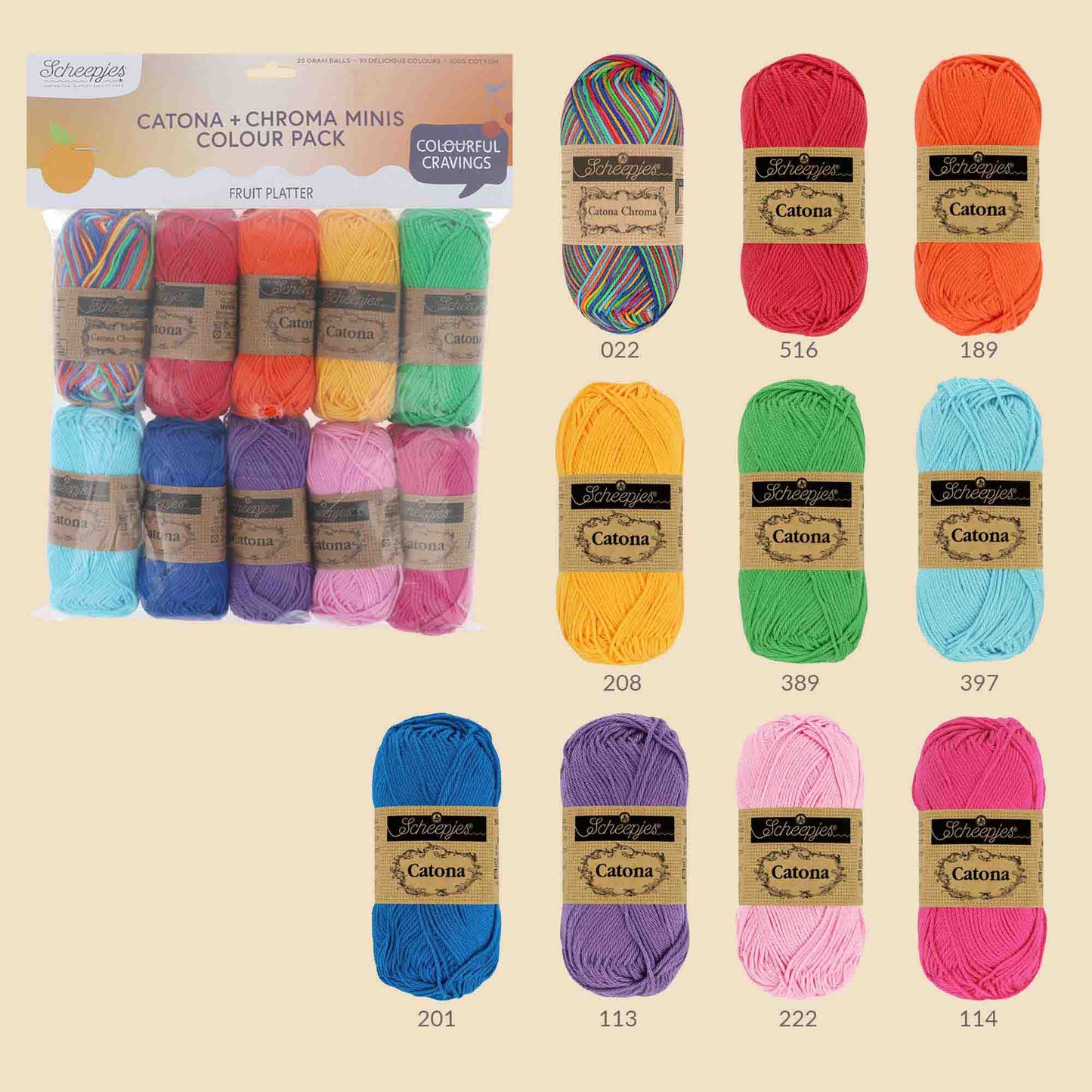 Scheepjes Catona & Chroma Colour Pack 10x25g - Fruit Platter 24961