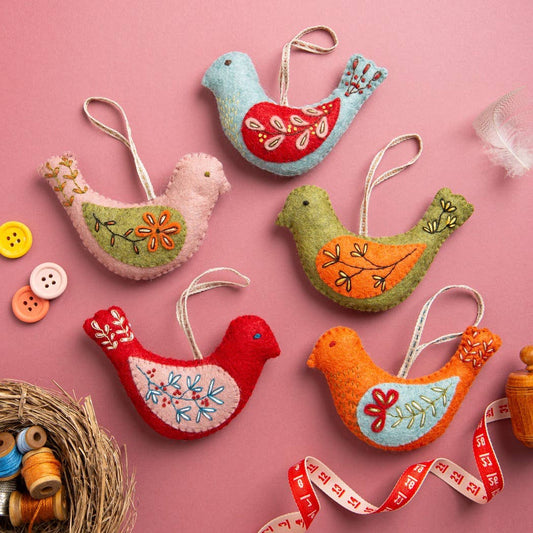 Embroidery Kit With Felt - Folk Birds