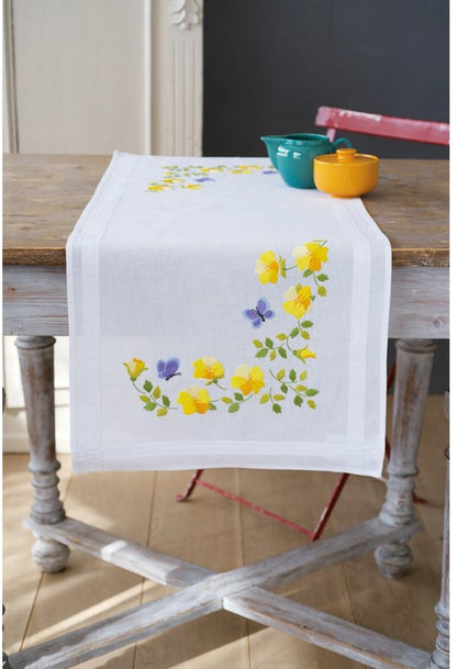 Kit de broderie à faire soi-même - Kit de nappe Fleurs de printemps