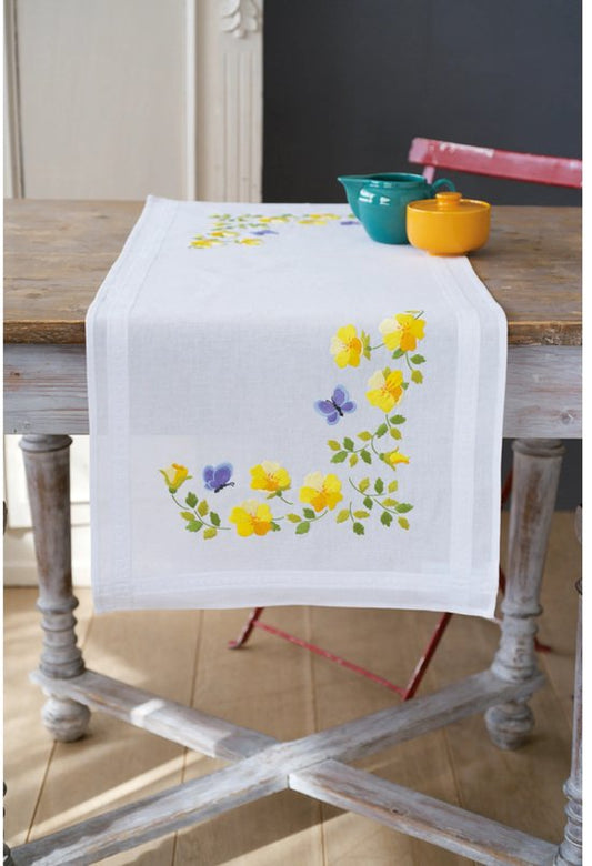 Kit de broderie à faire soi-même - Kit de nappe Fleurs de printemps