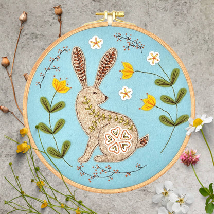 Embroidery Kit with Felt Applique - Wild Hare
