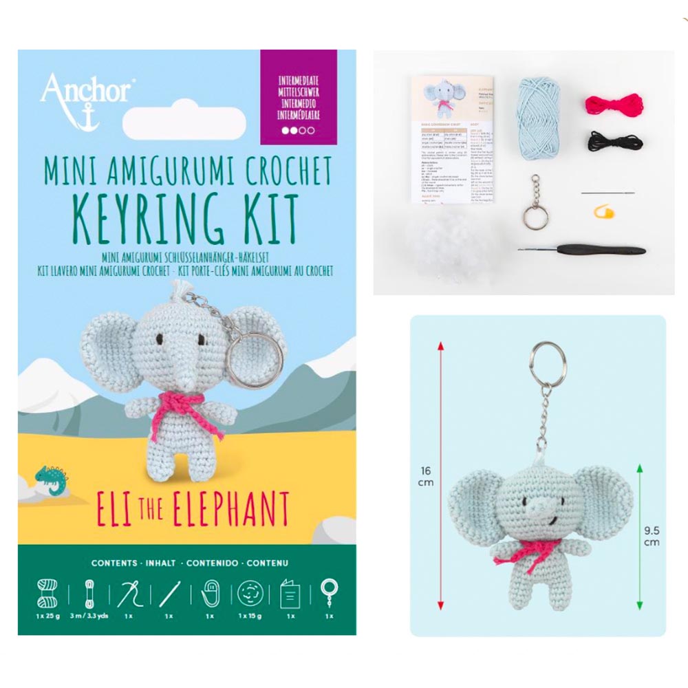 Anchor Mini Amigurumi Haak Kit - Sleutelhanger Olifant