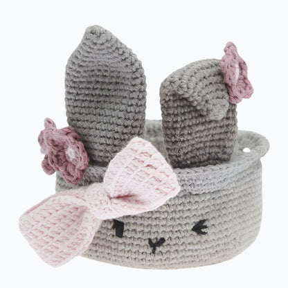 DIY Crochet Kit - Ricorumi Easter Basket Rabbit - Grey