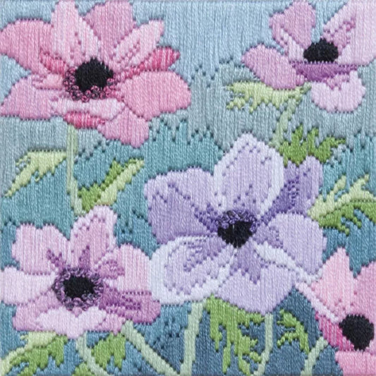 Embroidery kit tension stitch - Purple Anemones DWSLS16
