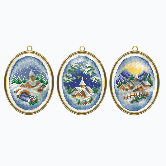 Borduurpakket - Miniatuur Kit Winterdorpjes - Set Van 3