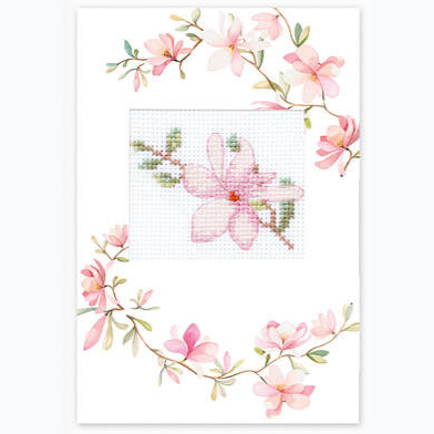 Greeting Card Embroidery Kit - Pink Flower