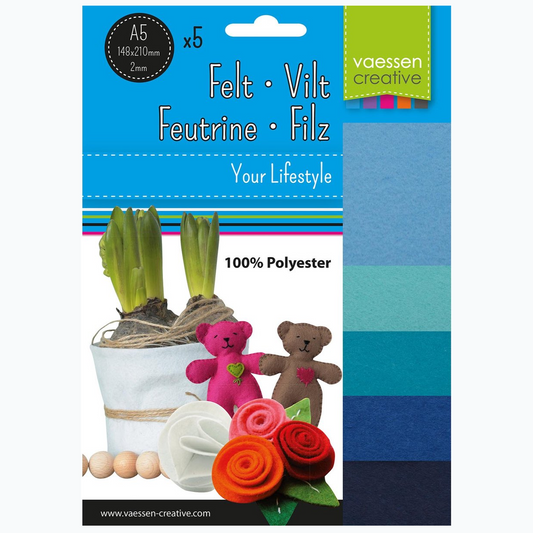 Felt Pack A5 - 2 mm - Blue - 5 Sheets