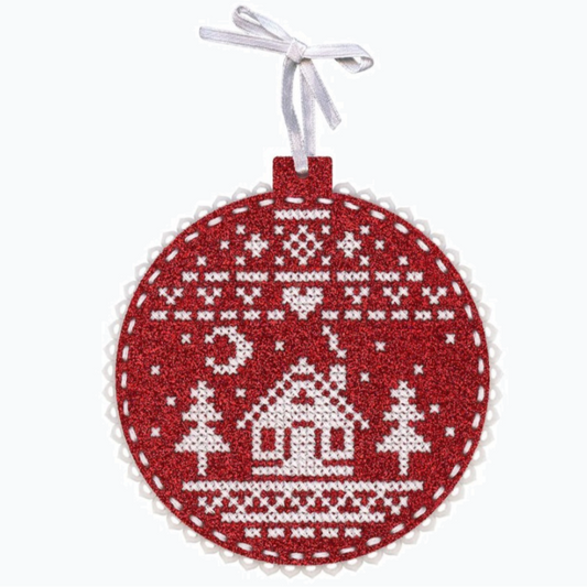 Embroidery Kit Christmas Tree Ornament - House In The Forest ST-1021