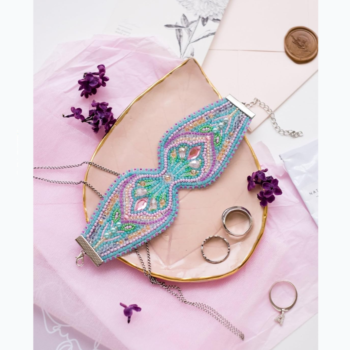 Bead Embroidery Kit - DIY Bracelet Kit - Morning Tenderness ADB007