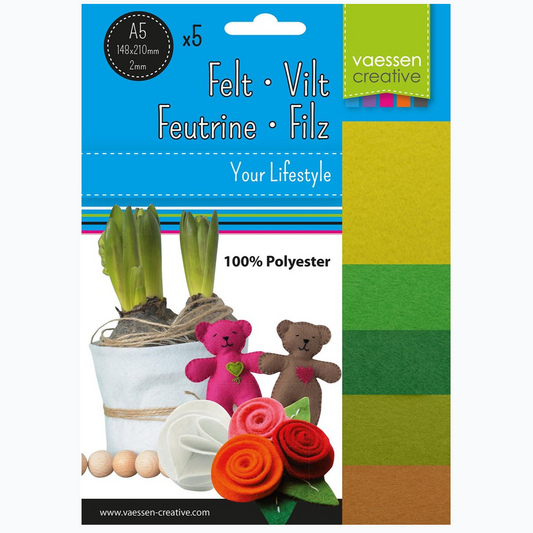 Felt Pack A5 - 2 mm - Green - 5 Sheets