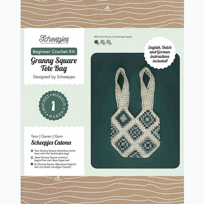 Scheepjes Beginner Crochet Kit - Granny Square Bag Blue