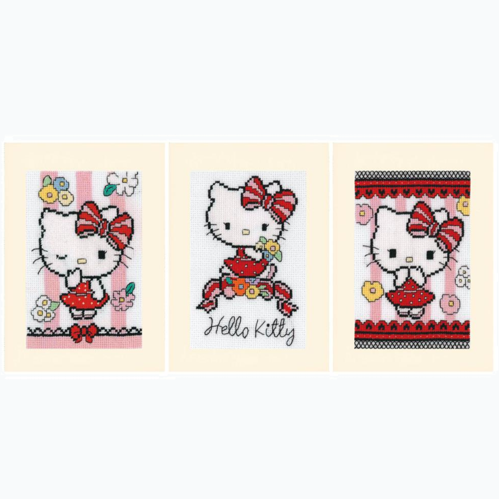Greeting Card Embroidery Kit - Hello Kitty Flower Cuteness - Set of 3 PN-0205310