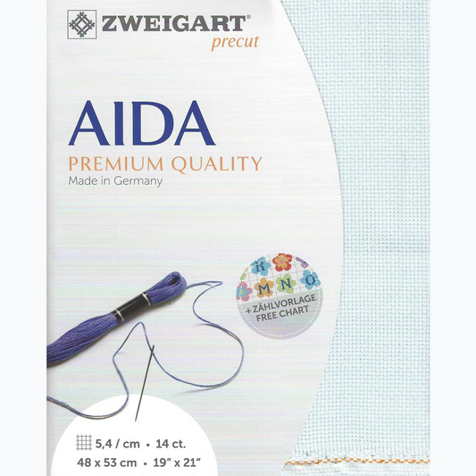 Embroidery fabric Aida 14 ct - 48x53 cm - Ice Blue