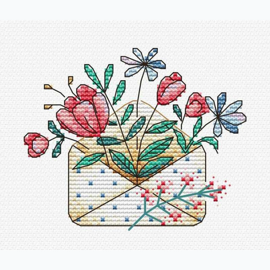 Kruissteek Borduurpakket - Flower Letter SM-375