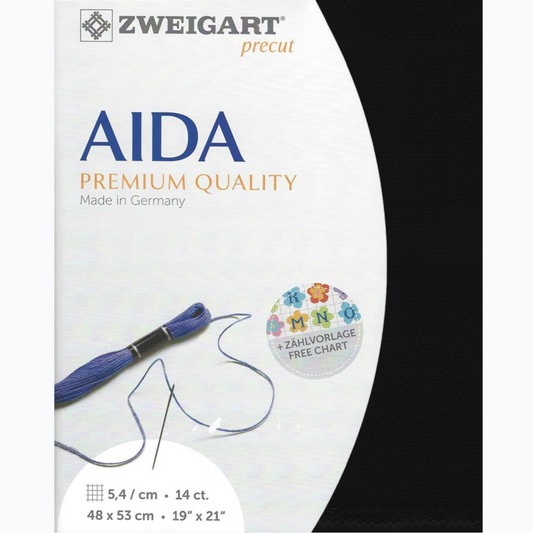 Embroidery fabric Aida 14 ct - 48x53 cm - Black