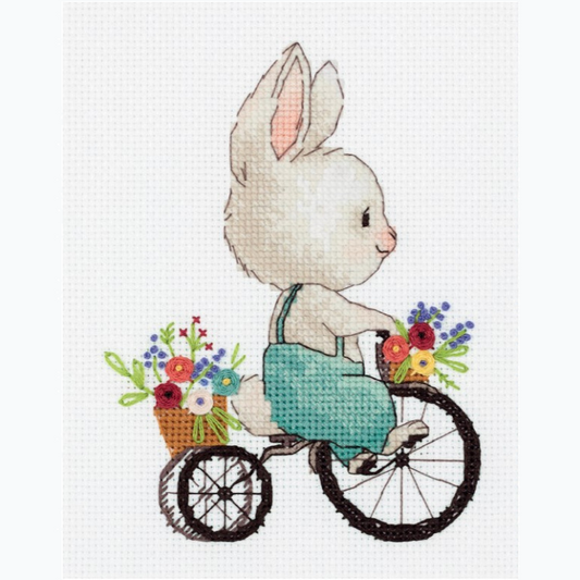 Embroidery kit - Bunny On A Bicycle
