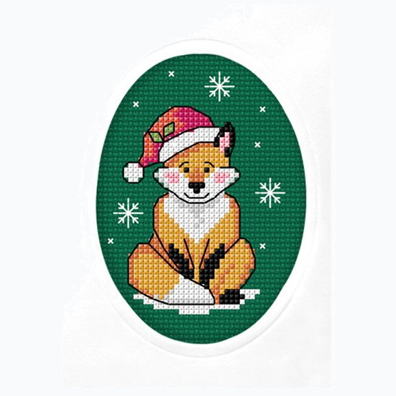 Kit de broderie pour carte de vœux - Noël - Renard SA6294