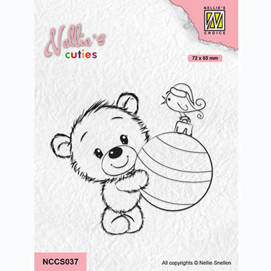 Clear Stamp - Nellie's Cuties - Bear With Christmas Ball NCCS037