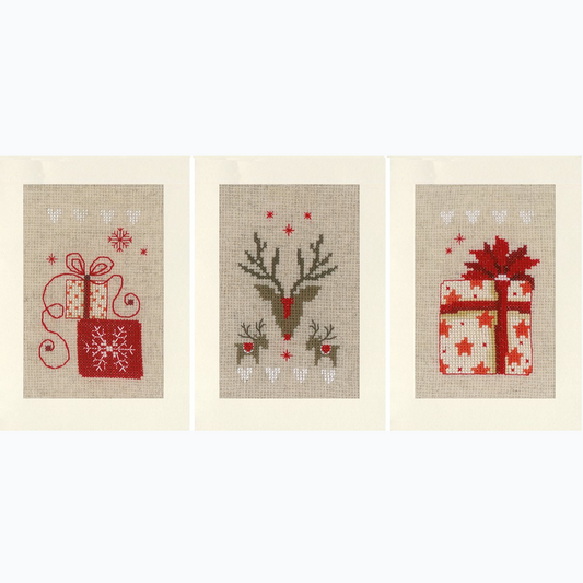 Wenskaart Borduurpakket - Kerstfiguren - Set Van 3