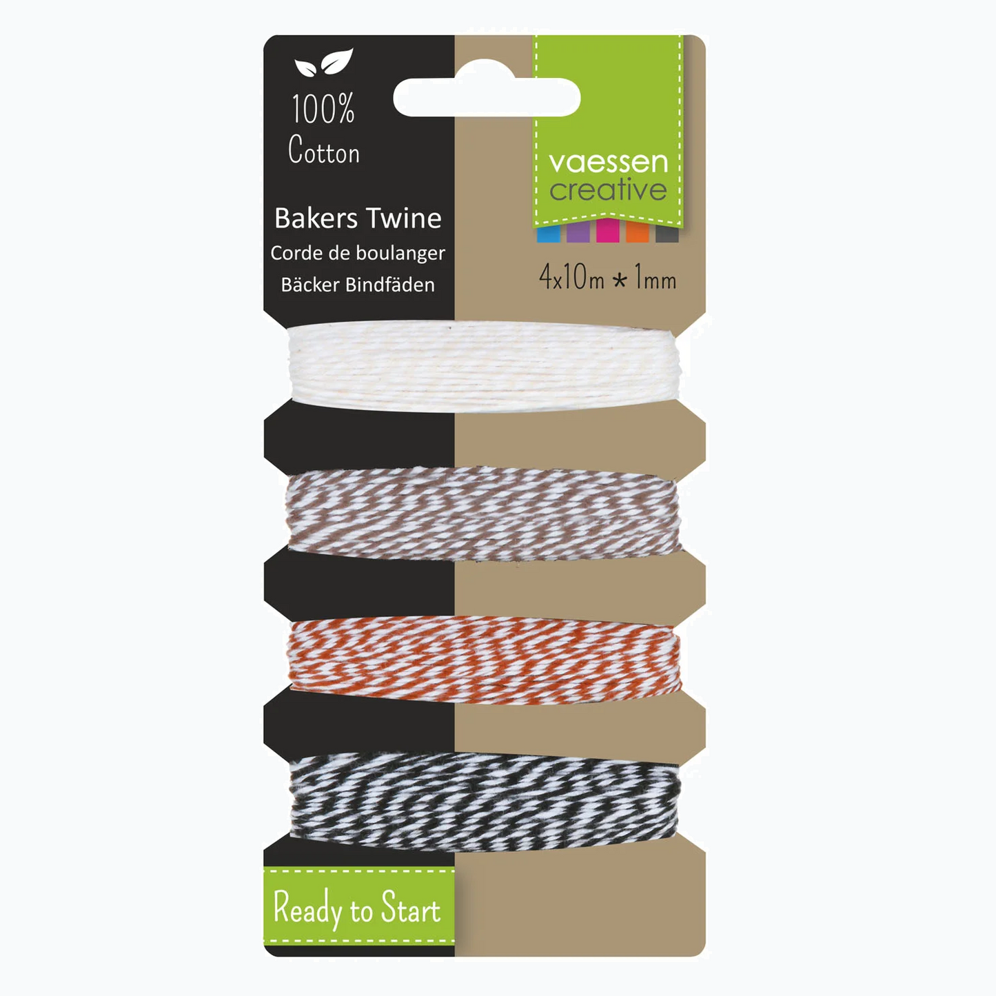 Baker's twine - ecru/brown/red/black - 4x10m