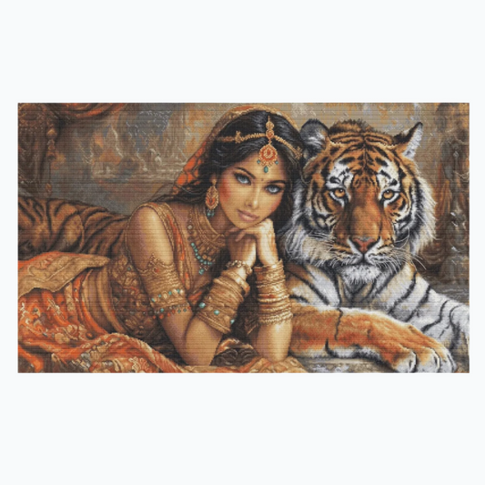 Borduurpakket - The Indian Princess and the Royal Tiger BU5060