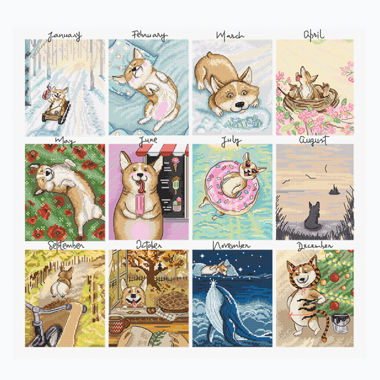 Embroidery Kit - Doggy Calendar L8086