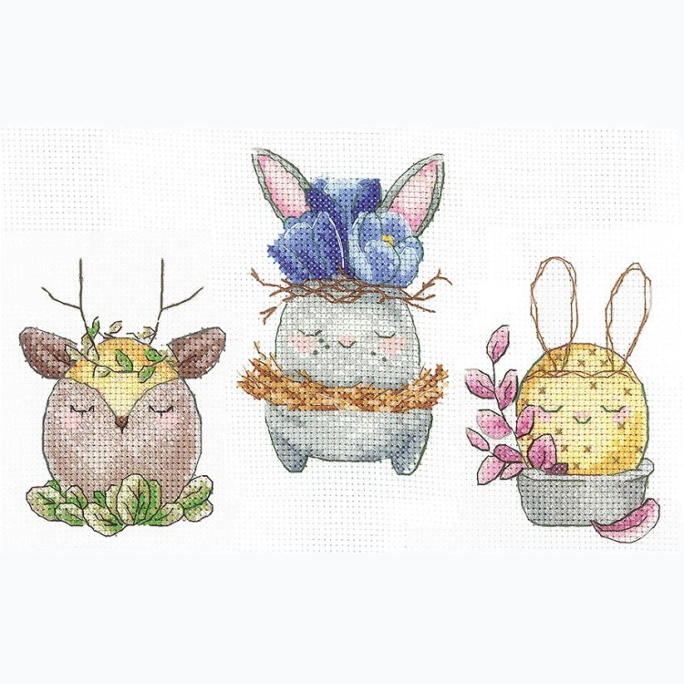 Kruissteek Borduurpakket - Spring Trio SANV-45