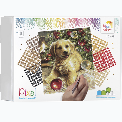 Pixelhobby - Pixel Classic 4 Basisplaten - Puppy Met Kerstboom 90112