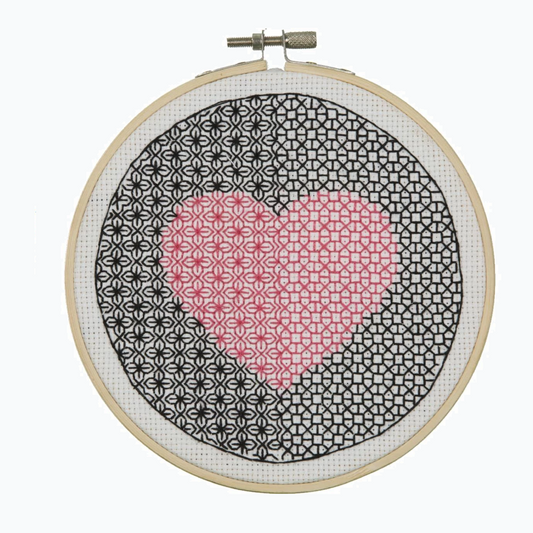 Embroidery kit Blackwork - Heart