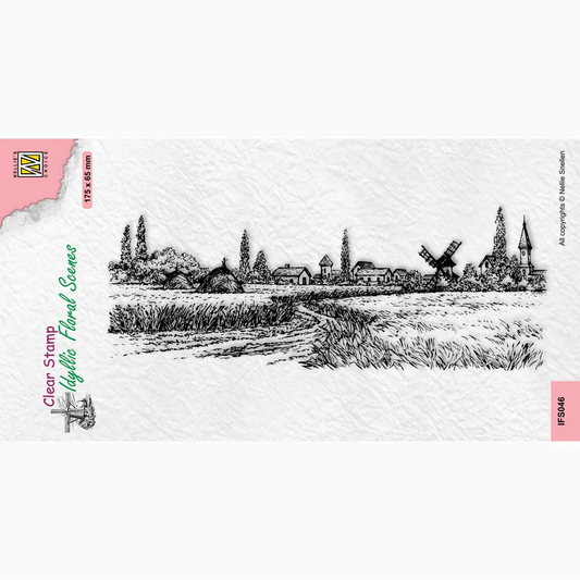 Clear Stamp - Nellie's Choice - Idyllic Floral Scenes: A Village In Those Days IFS046