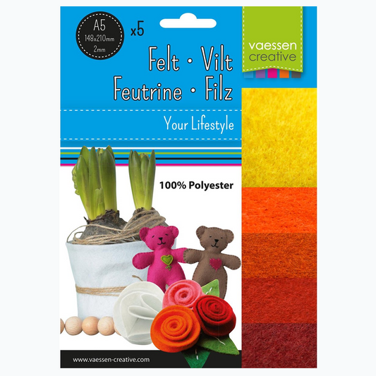 Felt Pack A5 - 2 mm - Yellow/Red - 5 Sheets