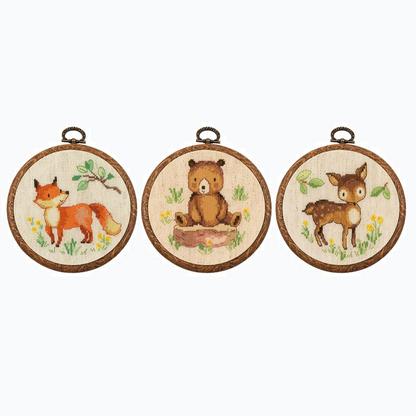 Borduurpakket - Miniatuur Kit Bosdieren - Set Van 3