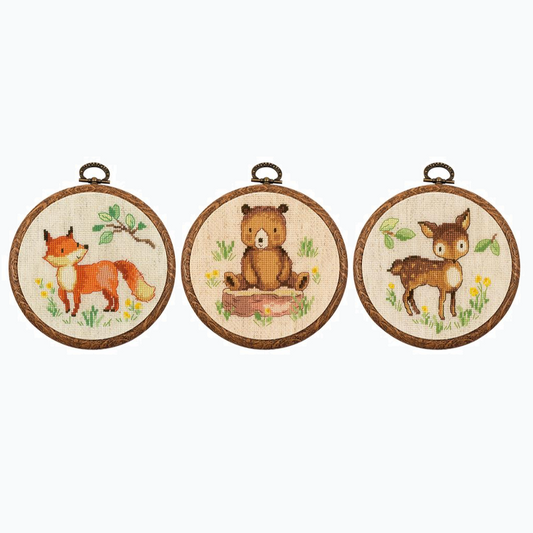 Borduurpakket - Miniatuur Kit Bosdieren - Set Van 3