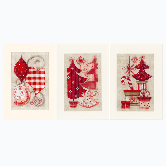 Kit de broderie pour cartes de vœux – Motifs de Noël – Lot de 3 (Vervaco)