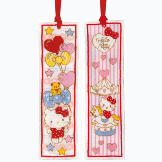 Borduurpakket - Bladwijzer Kit Hello Kitty - Doodle Heart Set van 2