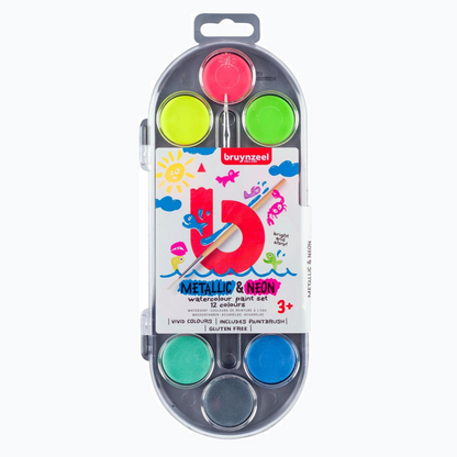 Watercolor Set - Metallic &amp; Neon - 12 Pieces