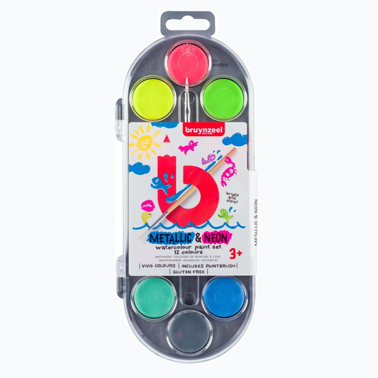 Watercolor Set - Metallic &amp; Neon - 12 Pieces