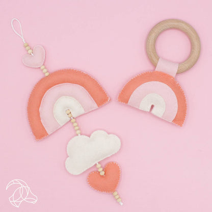 Kit de feutre DIY - Décoration murale arc-en-ciel - Rose