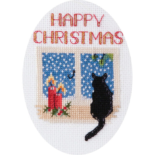 Greeting Card Embroidery Kit - Christmas - Christmas Cat CDX48