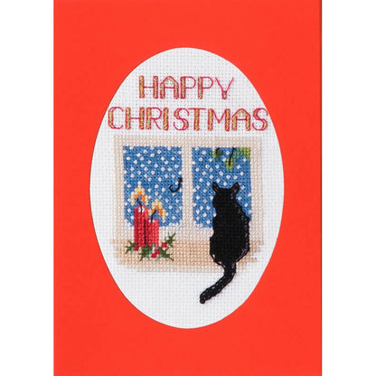 Greeting Card Embroidery Kit - Christmas - Christmas Cat CDX48