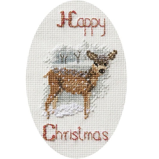 Greeting Card Embroidery Kit - Christmas - Deer In A Snowstorm CDX56